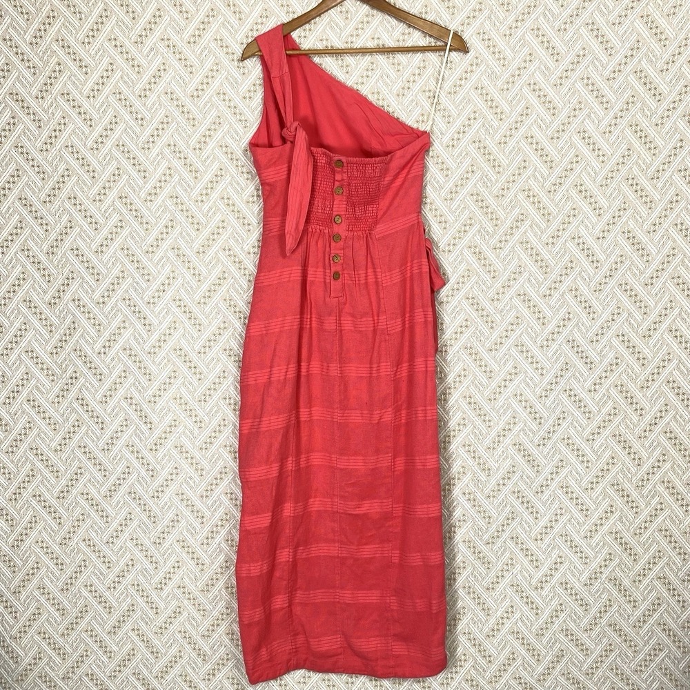 NWT Free People Midi Wrap Dress Womens Large Pink Tie Boho Resort Beach Vacation - Picture 4 of 8